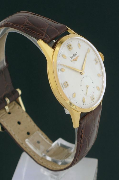 fig 4. SUPERB RARE SOLID 18CT 18K GOLD LONGINES OVERSIZE MENS WATCH C1953-54