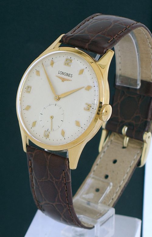 fig 5. SUPERB RARE SOLID 18CT 18K GOLD LONGINES OVERSIZE MENS WATCH C1953-54