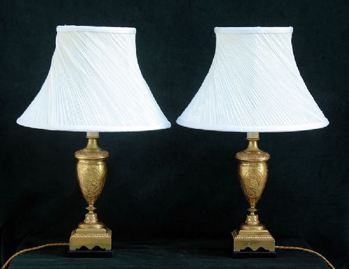 Beautiful Pair of Victorian French Gilt Ormolu Desk or Table Lamps by Brocot C1880