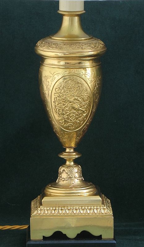fig 2. BEAUTIFUL PAIR OF VICTORIAN FRENCH GILT ORMOLU DESK OR TABLE LAMPS BY BROCOT C1880
