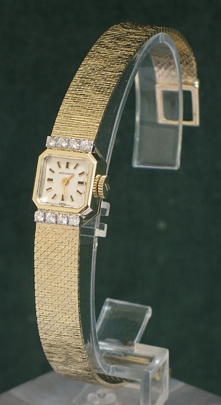 Beautiful Solid 14ct Gold and Diamonds Movado Ladies Cocktail Watch