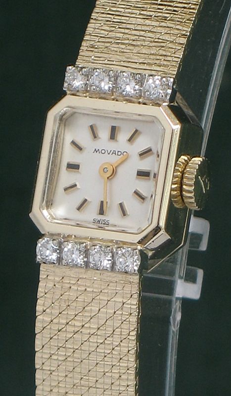 fig 2. BEAUTIFUL SOLID 14CT GOLD AND DIAMONDS MOVADO LADIES COCKTAIL WATCH