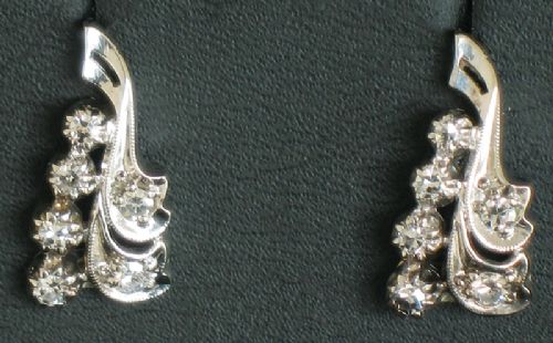 Exquisite Pair of 14ct White Gold and Diamond Earrings C1950