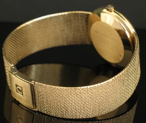 fig 7. STUNNING SOLID 9CT GOLD OMEGA GENEVE AUTOMATIC QUICK SET DATE MENS WATCH WITH BOX