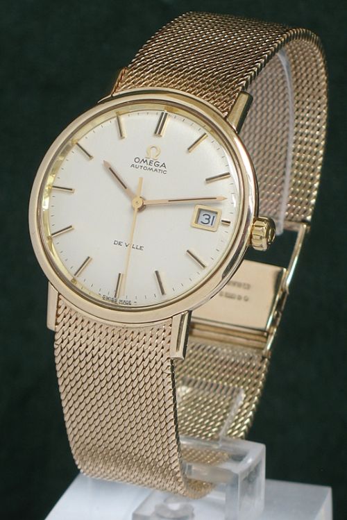 Superb Solid 9ct Gold Omega Deville Automatic Mens Watch with Boxes and Papers