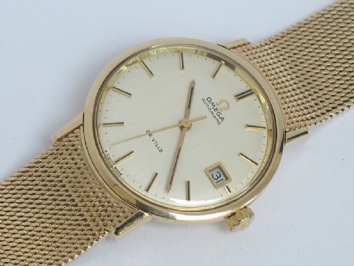 fig 5. SUPERB SOLID 9CT GOLD OMEGA DEVILLE AUTOMATIC MENS WATCH WITH BOXES AND PAPERS