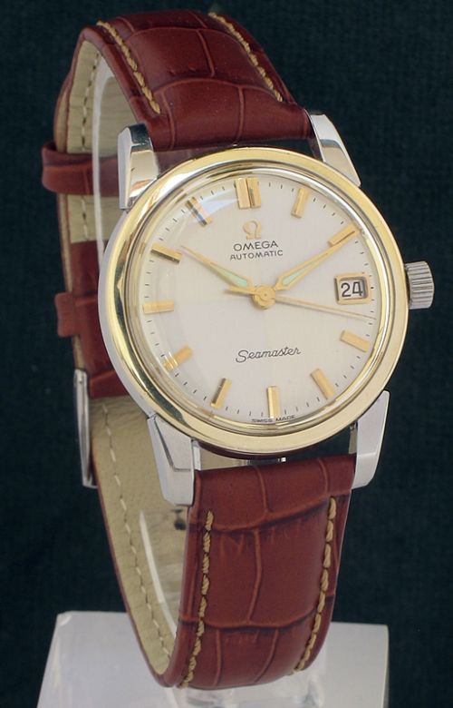 fig 1. STUNNING RARE OMEGA SEAMASTER CALIBRE 503 AUTOMATIC WITH DATE HARLEQUIN DIAL MENS WATCH C1958-59