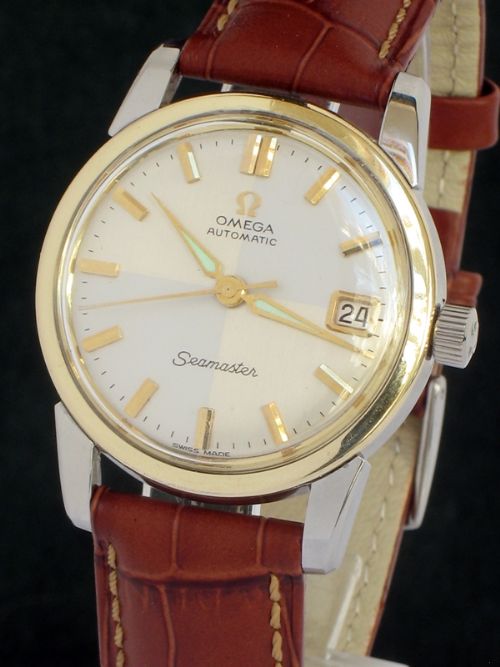 fig 2. STUNNING RARE OMEGA SEAMASTER CALIBRE 503 AUTOMATIC WITH DATE HARLEQUIN DIAL MENS WATCH C1958-59