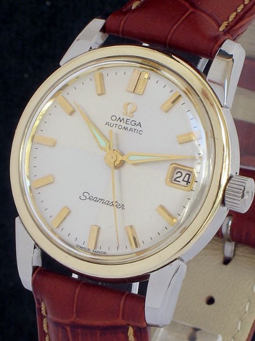 fig 3. STUNNING RARE OMEGA SEAMASTER CALIBRE 503 AUTOMATIC WITH DATE HARLEQUIN DIAL MENS WATCH C1958-59