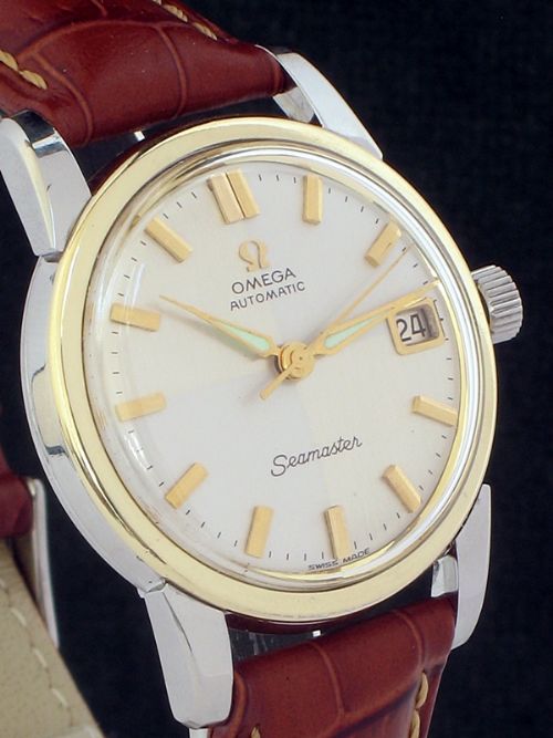 fig 4. STUNNING RARE OMEGA SEAMASTER CALIBRE 503 AUTOMATIC WITH DATE HARLEQUIN DIAL MENS WATCH C1958-59