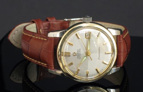 fig 7. STUNNING RARE OMEGA SEAMASTER CALIBRE 503 AUTOMATIC WITH DATE HARLEQUIN DIAL MENS WATCH C1958-59