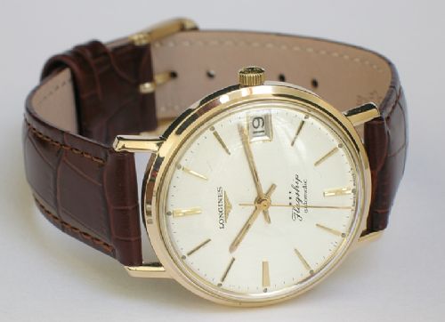 fig 4. SUPERB ORIGINAL SOLID 9CT GOLD LONGINES FLAGSHIP AUTOMATIC MENS WATCH WITH ORIGINAL BOX