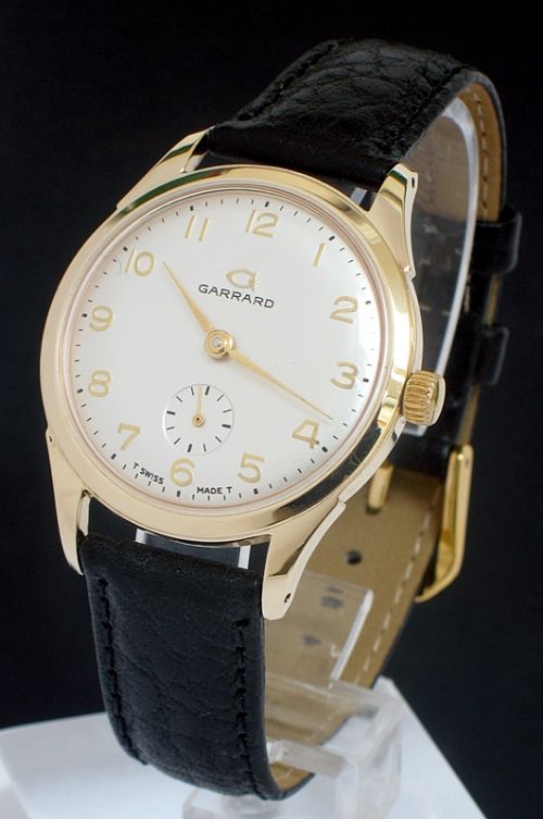 Outstanding Solid 9ct Gold Mens Watch by Garrard the Crown Jewelers
