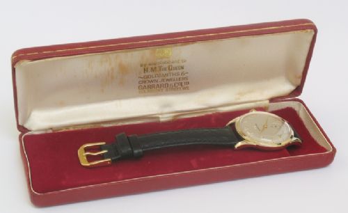 fig 6. OUTSTANDING SOLID 9CT GOLD MENS WATCH BY GARRARD THE CROWN JEWELERS