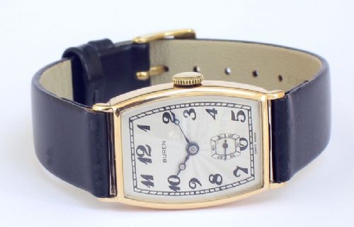 fig 6. REMARKABLE GENUINE SOLID 9CT GOLD BUREN ART DECO MENS WATCH C1929