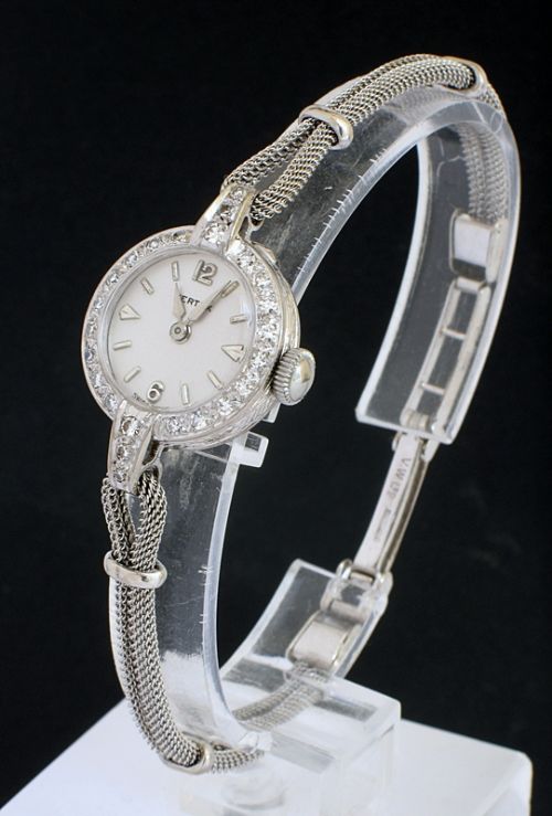 fig 2. EXQUISITE VERTEX 18CT WHITE GOLD AND DIAMOND LADIES COCKTAIL WATCH C1959