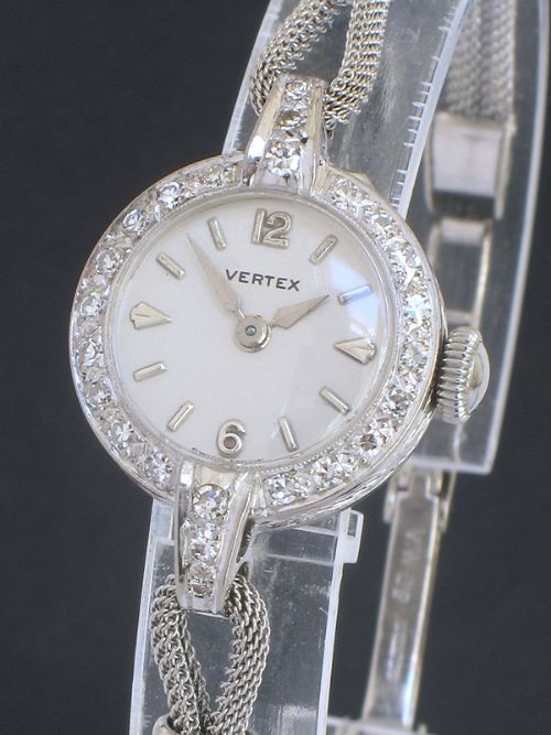 fig 3. EXQUISITE VERTEX 18CT WHITE GOLD AND DIAMOND LADIES COCKTAIL WATCH C1959