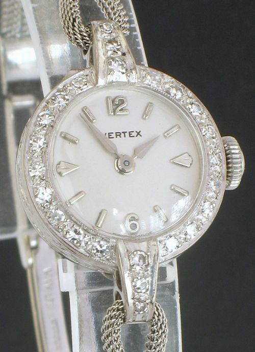 fig 4. EXQUISITE VERTEX 18CT WHITE GOLD AND DIAMOND LADIES COCKTAIL WATCH C1959