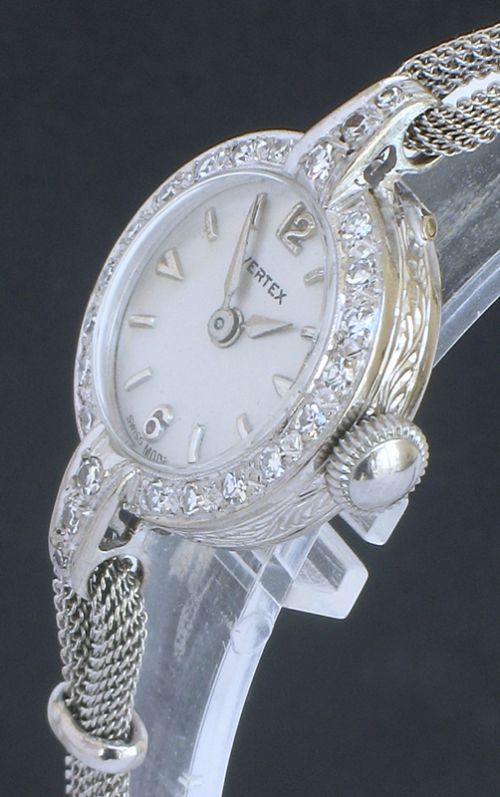 fig 5. EXQUISITE VERTEX 18CT WHITE GOLD AND DIAMOND LADIES COCKTAIL WATCH C1959