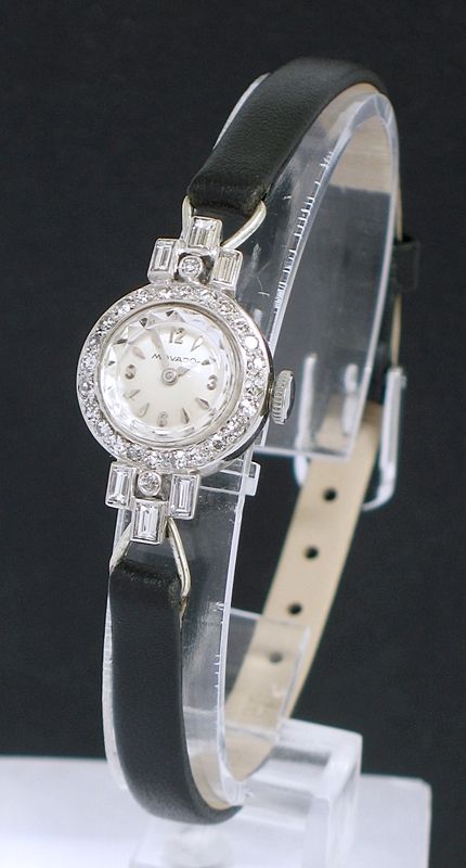 Gorgeous Platinum and Diamond Ladies Cocktail Watch by Movado C1950