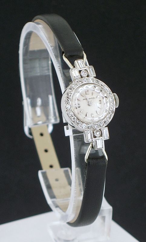 fig 1. GORGEOUS PLATINUM AND DIAMOND LADIES COCKTAIL WATCH BY MOVADO C1950