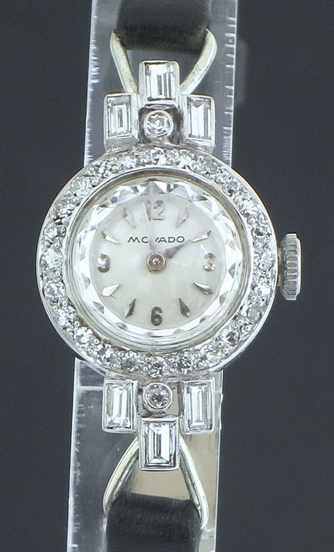 fig 3. GORGEOUS PLATINUM AND DIAMOND LADIES COCKTAIL WATCH BY MOVADO C1950