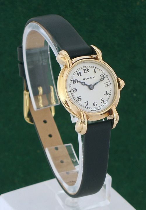 fig 1. BEAUTIFUL SOLID 9CT ROSE GOLD ROLEX PRIMA LADIES ART DECO COCKTAIL WATCH C1930