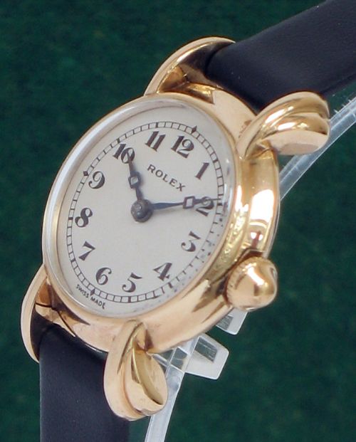 fig 3. BEAUTIFUL SOLID 9CT ROSE GOLD ROLEX PRIMA LADIES ART DECO COCKTAIL WATCH C1930