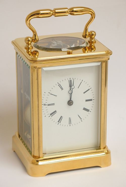 fig 1. BEAUTIFUL LARGE 18CT GOLD PLATED STRIKING AND REPEATING VICTORIAN CARRIAGE CLOCK C1890