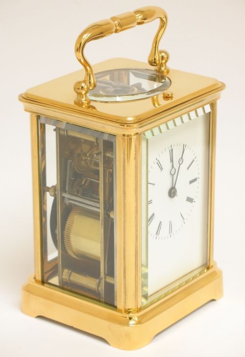 fig 5. BEAUTIFUL LARGE 18CT GOLD PLATED STRIKING AND REPEATING VICTORIAN CARRIAGE CLOCK C1890