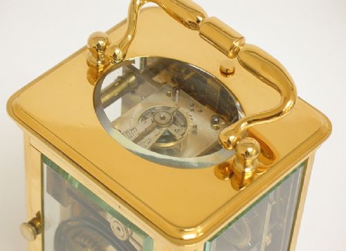 fig 6. BEAUTIFUL LARGE 18CT GOLD PLATED STRIKING AND REPEATING VICTORIAN CARRIAGE CLOCK C1890