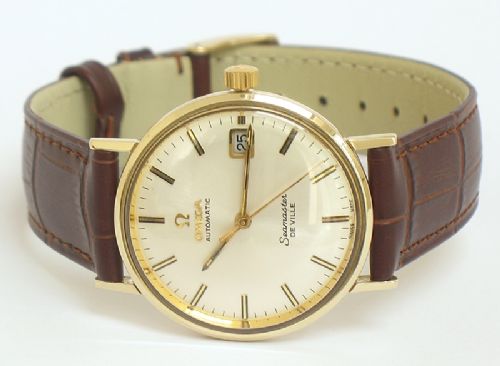 fig 5. OUTSTANDING SOLID 14CT GOLD OMEGA SEAMASTER DEVILLE AUTOMATIC MENS WATCH