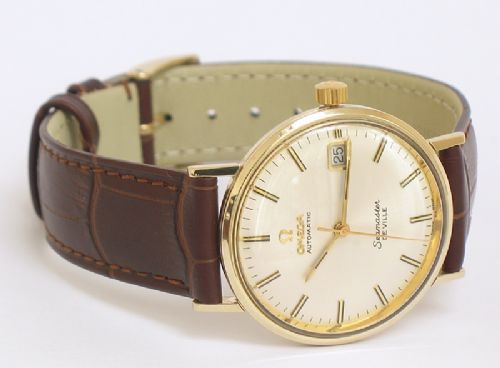 fig 6. OUTSTANDING SOLID 14CT GOLD OMEGA SEAMASTER DEVILLE AUTOMATIC MENS WATCH