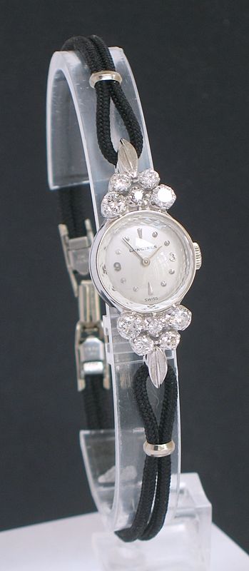 fig 1. BEAUTIFUL SOLID 14CT WHITE GOLD AND DIAMONDS LONGINES LADIES COCKTAIL WATCH