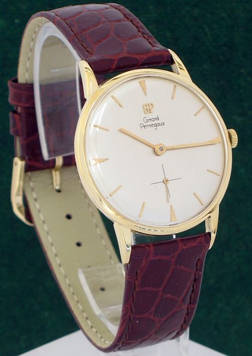 fig 1. STUNNING SOLID 18CT GOLD GIRARD PERREGAUX MENS DRESS WATCH