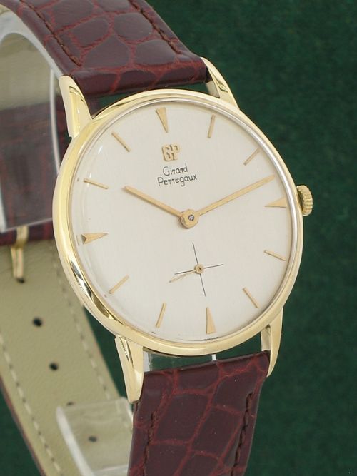 fig 3. STUNNING SOLID 18CT GOLD GIRARD PERREGAUX MENS DRESS WATCH