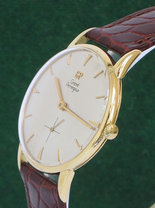 fig 4. STUNNING SOLID 18CT GOLD GIRARD PERREGAUX MENS DRESS WATCH
