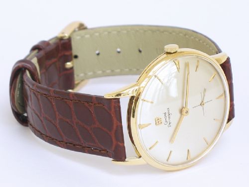 fig 5. STUNNING SOLID 18CT GOLD GIRARD PERREGAUX MENS DRESS WATCH