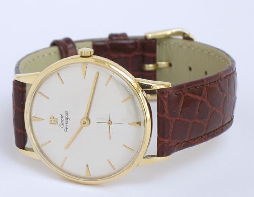 fig 6. STUNNING SOLID 18CT GOLD GIRARD PERREGAUX MENS DRESS WATCH