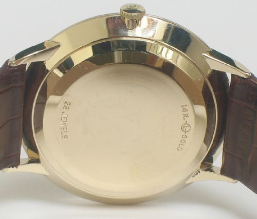 fig 6. MINT CONDITION SOLID 14CT GOLD MOVADO KINGMATIC AUTOMATIC MENS WATCH WITH BOX