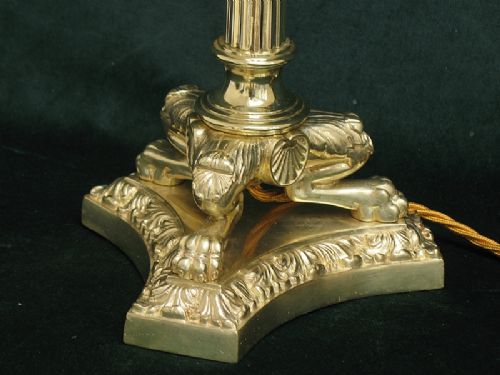 fig 2. RARE PAIR OF TALL SOLID BRASS EDWARDIAN FRENCH ROCOCO DESK OR TABLE LAMPS C1910