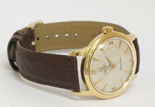 fig 5. OUTSTANDING RARE SOLID 18CT GOLD OMEGA SEAMASTER AUTOMATIC BUMPER MENS WATCH C1953-54