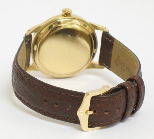 fig 6. OUTSTANDING RARE SOLID 18CT GOLD OMEGA SEAMASTER AUTOMATIC BUMPER MENS WATCH C1953-54
