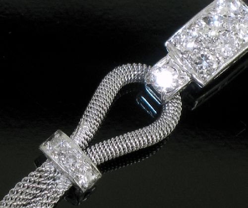 fig 8. EXQUISITE LONGINES ART DECO PLATINUM AND 4.0CTS DIAMONDS LADIES COCKTAIL WATCH C1950