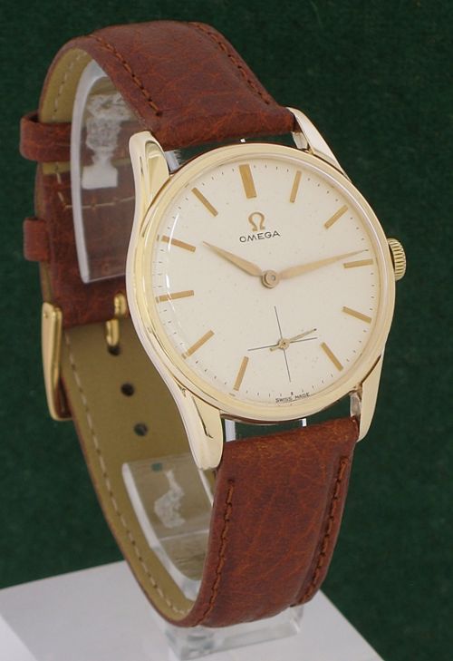 fig 1. SUPERB COMPLETELY ORIGINAL SOLID 9CT GOLD OMEGA CALIBRE 269 MENS WATCH