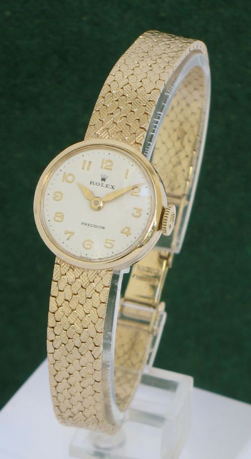 fig 1. STUNNING SOLID 9CT GOLD ROLEX PRECISION LADIES COCKTAIL WATCH