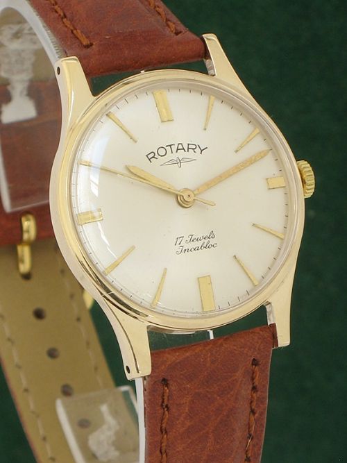 fig 3. SOLID 9CT GOLD ROTARY INCABLOC MENS WATCH