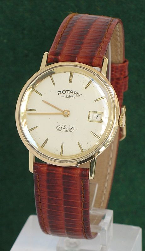 fig 1. SOLID 9CT GOLD ROTARY MENS WATCH