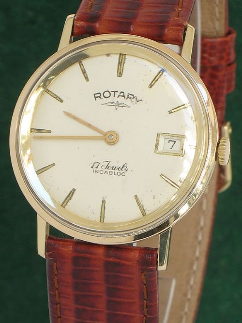 fig 2. SOLID 9CT GOLD ROTARY MENS WATCH