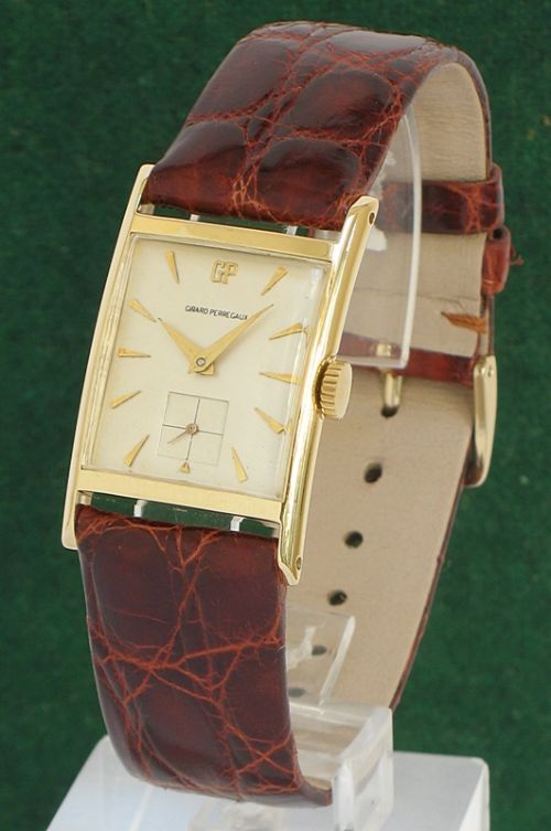 fig 1. VERY RARE SOLID 18CT GOLD GIRARD PERREGAUX MENS WATCH C1950